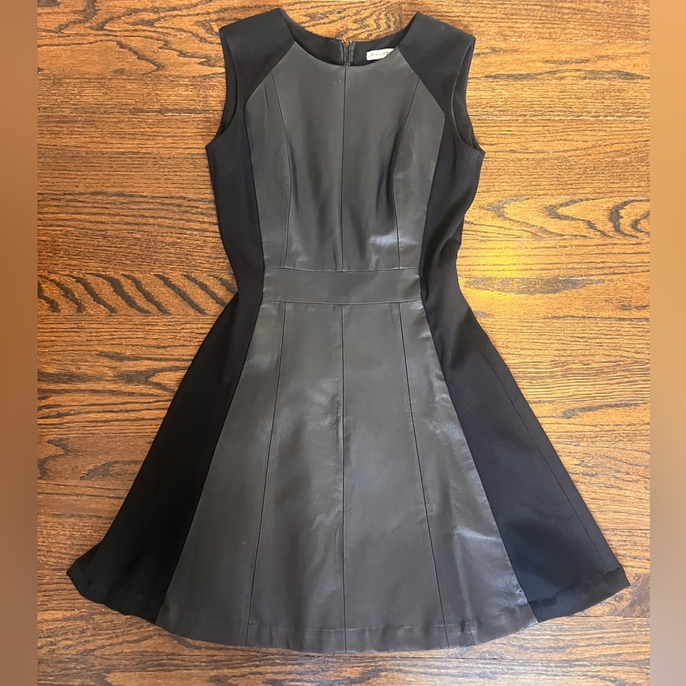 My Tribe Black Leather Panel Fit & Flare Dress Size S